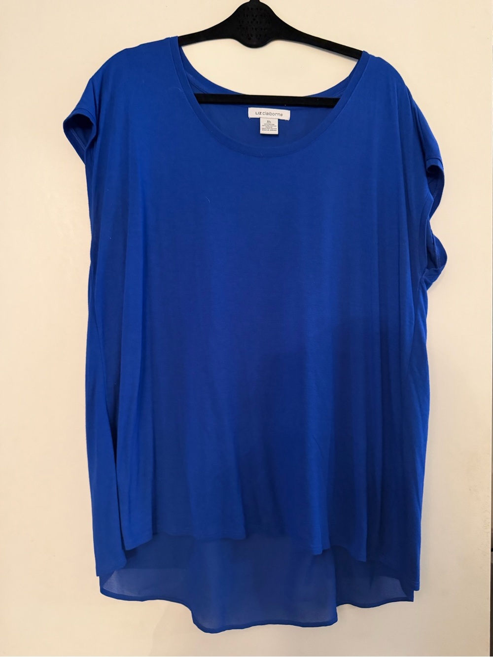 Liz Claiborne Electric Blue Short Sleeve Scoop Neck Tunic